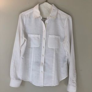 Banana Republic White Linen Button Up Small Petite